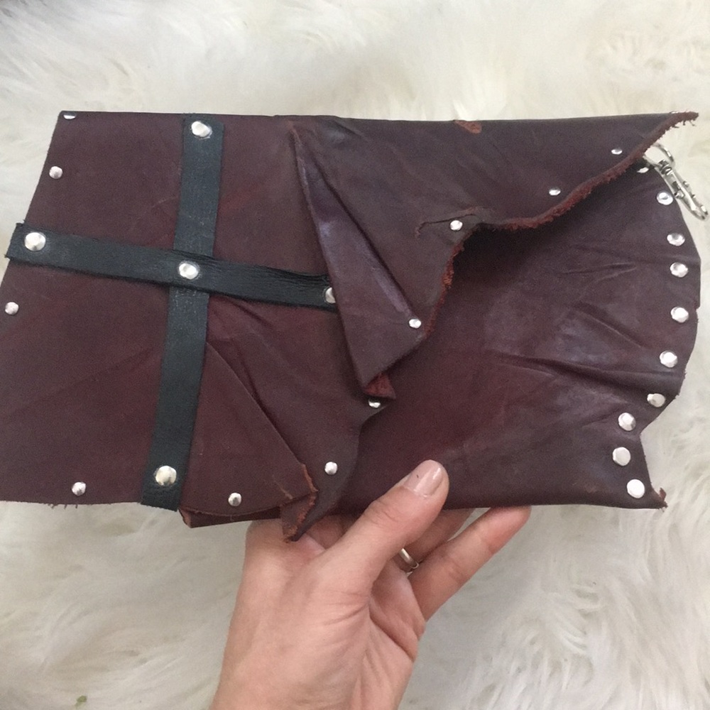Baby leather rocker clutch handcrafted bag